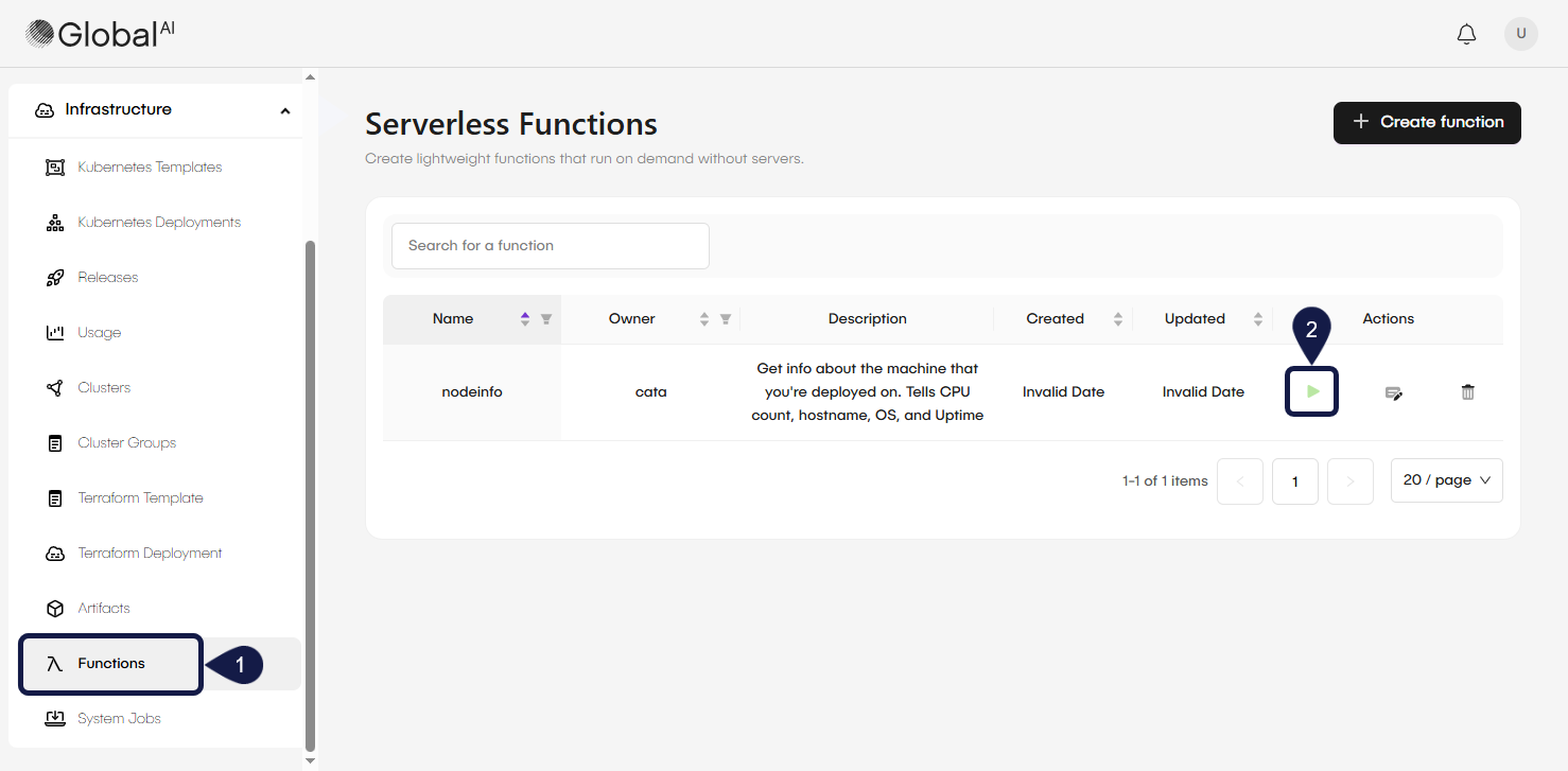 Execute Function button
